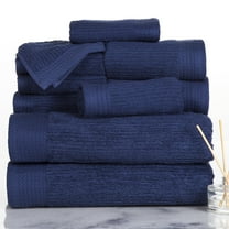 SH Ribbed Cotton 10 Piece Towel Set - Navy