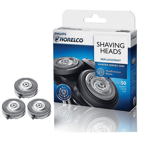 SH50 Razor Hear Compatible with Philips 5000 Series Razor, 3 PACK, Compatible AquaTouch (S5xxx) and PowerTouch (PT8xx)