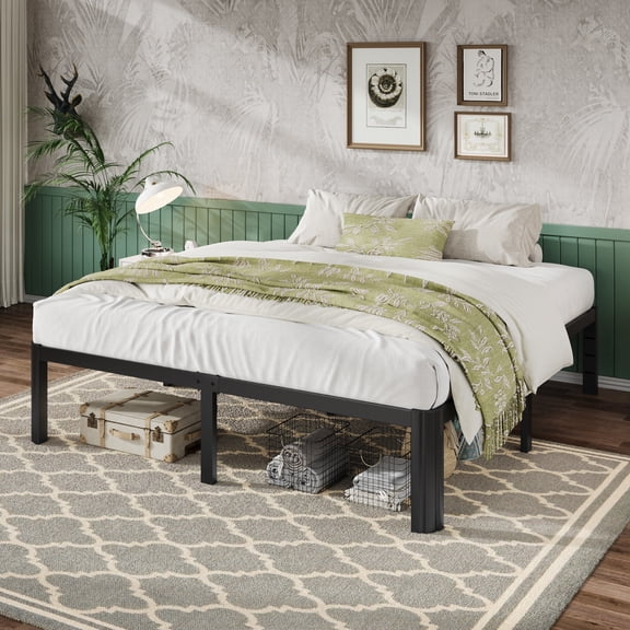 SHA CERLIN 14 Inch Heavy Duty King Platform Bed Frame with Round Corner Legs, 3500 lbs Capacity Metal Bed, No Box Spring Needed, Noise Free, Easy Assembly, Black