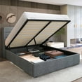 thumbnail image 1 of Sha Cerlin Full Size Lift Up Hydraulic Storage Bed Frame, Platform Bed with Fabric Upholstered Wingback Headboard, No Box Spring Needed, Blue Gray, 1 of 15