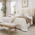 thumbnail image 1 of SHA CERLIN Full Size Platform Bed Frame, Velvet Upholstered Bed with Adjustable Headboard, Vertical Channel Tufted Design, Sturdy Wood Slat Support, No Box Spring Needed, Easy Assembly, Cream White, 1 of 7