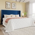 thumbnail image 1 of SHA CERLIN Full Size Velvet Upholstered Platform Bed Frame with Vertical Channel Tufted Wingback Headboard, Wooden Slats Support, Easy Assembly, Under Bed Storage, No Box Spring Required, Blue, 1 of 9