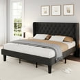 thumbnail image 1 of SHA CERLIN King Size Platform Bed Frame with Fabric Wingback&Tufted Upholstered Headboard, Dark Grey, 1 of 8