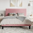 thumbnail image 1 of SHA CERLIN Pink King Size Upholstered Platform Bed Frame with Adjustable Channel Velvet Headboard, 1 of 9