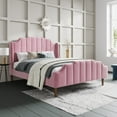 thumbnail image 1 of SHA CERLIN Pink Queen Size Platform Bed Frame with Velvet Upholstered Wingback Headboard, Adults, 1 of 6