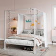 thumbnail image 1 of SHA CERLIN Queen Size Canopy Bed Frame with Metal Slats Support, White, 1 of 7
