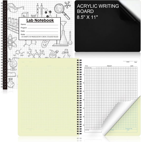 SHAANXIXIAN 1 Pack Carbonless Lab Notebook Carbon Copy 8.5'' x 11'' 25 Sets of Pages 53 Pages Total Chemistry Laboratory Engineering Computation Notebook Science Grid Coil Binding(Black and White)