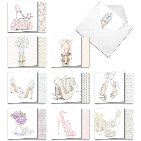 SHAANXIXIAN 10 Blank Wedding All Occasion Card Assortment Box Set (4.8 x 6.6 Inch) w/Envelopes (10 Designs) Bride-itude AMQ5052WBB-B1x10