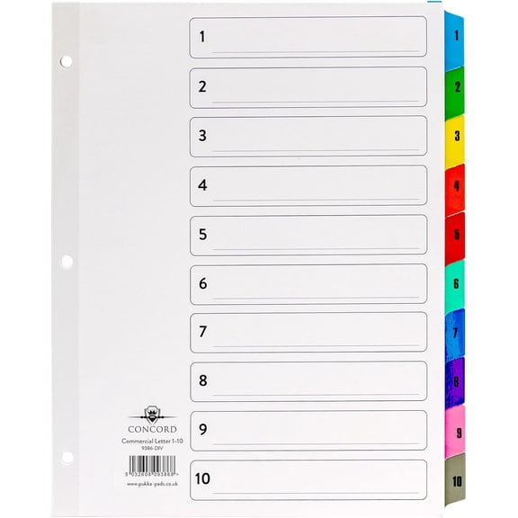 SHAANXIXIAN 10 Part Dividers - 5 Packs of 10 Tab Set, 3-Ring Binder Compatible, 8 1/2 x 11 Inches - Numbers