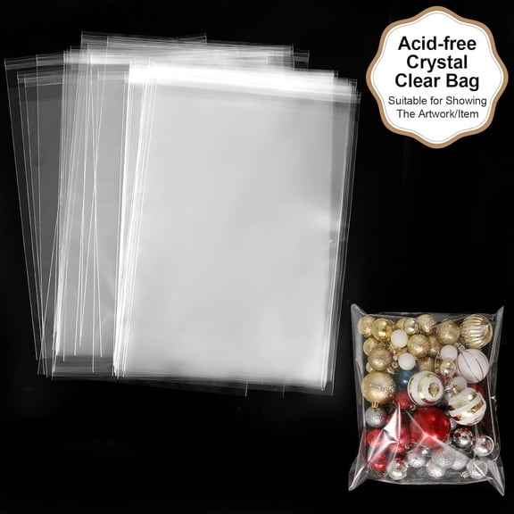 SHAANXIXIAN 100 Pack Acid-Free Crystal Clear Sleeves Storage Bags for 8x10 Art Prints/Framing Mat Mattes/Photos/Pictures, OPP Sleeves Storage Bags(Bag Size: 8 4/15"/21cmX 11"/28cm)