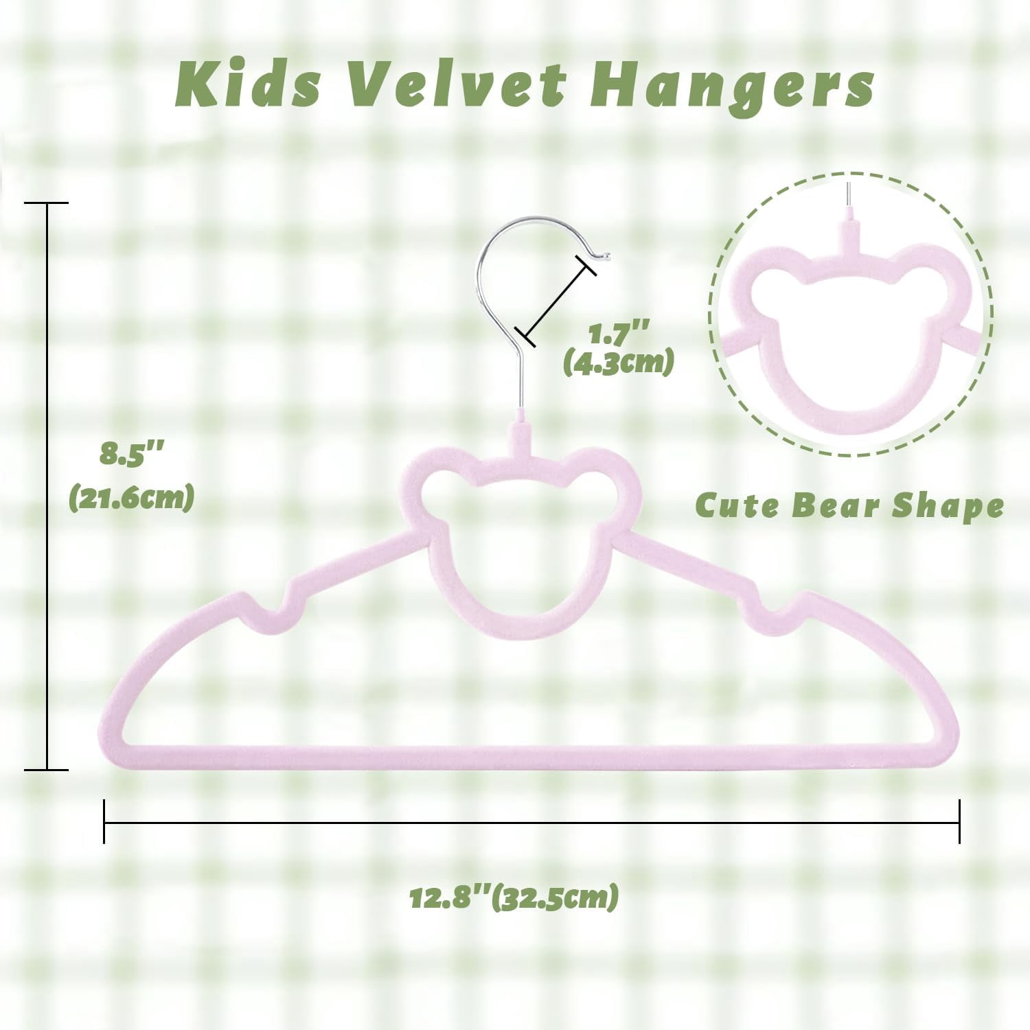SHAANXIXIAN 12.8" Kids Velvet Hangers, Non-Slip Felt Baby Clothes Hanger, Cute Bear Hanger for Nursery, Space Saving Toddler Hangers for Children's Closet (20 Pack, Purple)