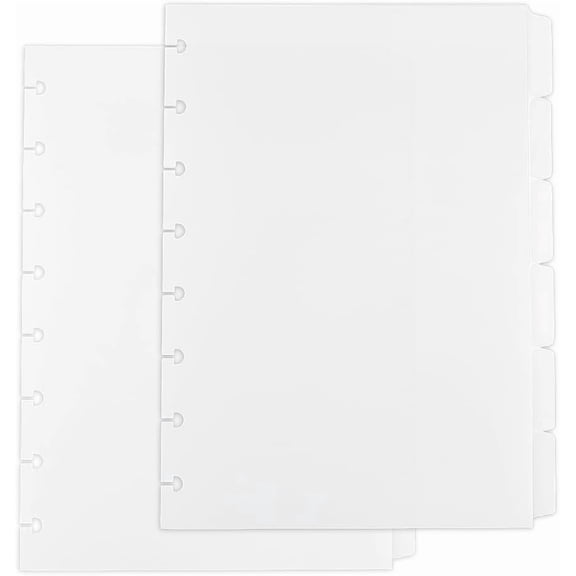SHAANXIXIAN 12 Sheets 8 Disc A5 Tab Dividers 6-Tab A5 Binder Dividers White Discbound Divider with 6 Tabs Plastic Divider Disc Bound Planner Index Pages for Notebook, 8.3X.6.2"