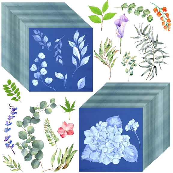 SHAANXIXIAN 120 Sheets Sun Print Paper Kit Cyanotype Paper Solar Drawing Tool High Sensitive Nature Sun/solar Activated Printing Art for Adults Arts DIY Project(3.9 x 3.9 Inch)