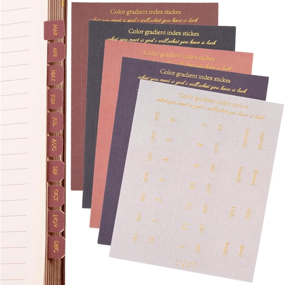 SHAANXIXIAN 180pcs Planner Monthly Tabs, 10 Sheets Self-Adhesive Index Tabs Stickers, Sticky Page Markers Labels for Document Books Notebooks Project Binders Office- 5 Colors