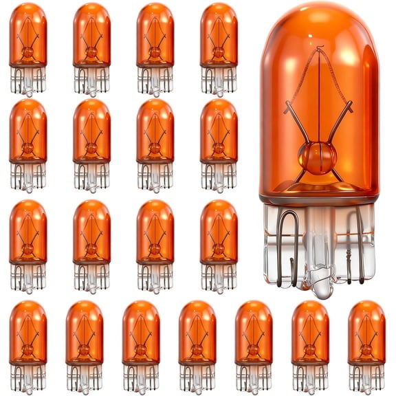 SHAANXIXIAN 20 Pieces 1/4 Wedge Base 12V 5W Bulb Clear Krypton Light Bulb for Landscape, RV and Cabinet Lighting(Amber Light)
