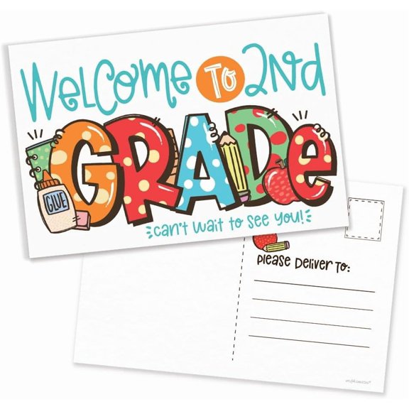 SHAANXIXIAN 2nd Grade Back To School Postcards For Students From Teacher - Cute Second Grade Classroom Supplies - Welcome To 2nd Grade