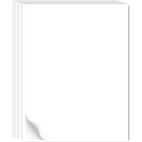 SHAANXIXIAN 30 Printable White Sticker Paper Full Sheet Label, Matte, 8.5" x 11" for Laser & Inkjet Printing (30 Sheets)