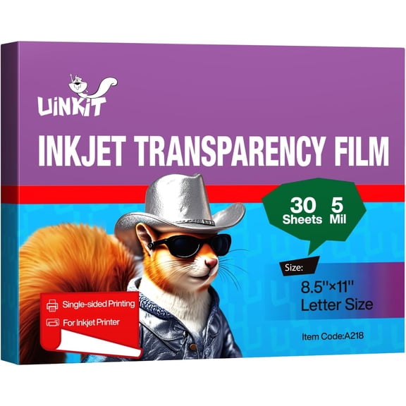 SHAANXIXIAN 30 Sheets Pintable Transparency Film Acetate Clear Sheets for Crafts 8.5x11 OHP Overhead Projector Film For Inkjet Printer Quick-Dry