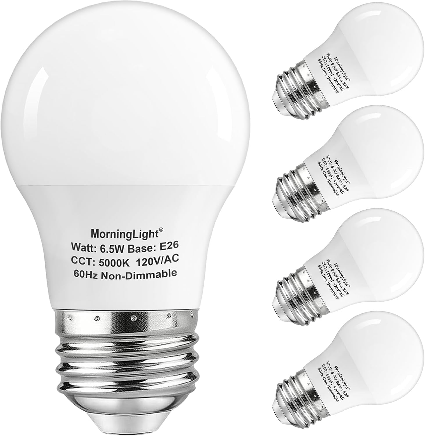 SHAANXIXIAN 4 Pack A15 Light Bulbs 60 Watt Equivalent, 5000K Daylight LED Light Bulb, Non-Dimmable, 600 Lumens, E26 Base, A15 6.5W LED Light Bulbs 60 Watt for Ceiling Fan, Enclosed Fixture