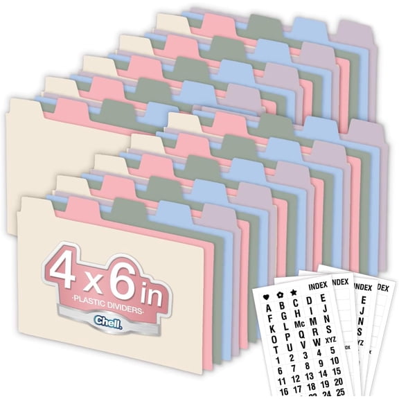 SHAANXIXIAN 4x6 Plastic Index Card Dividers, Morandi Colors, Heavyweight Poly Index Card Guides A-Z, with Alphabetical/Blank Stickers, Pack of 50