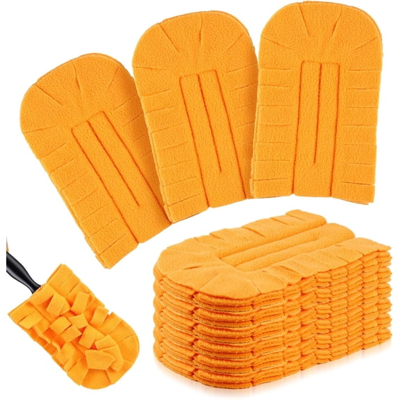 SHAANXIXIAN 6 Pcs Duster Refill Reusable Fleece Duster Refills Feather Flat Dusters Multi Surface Washable Cleaning Pads Tools for Home, Blinds, Car, Pet, Furniture, Fans (Orange)