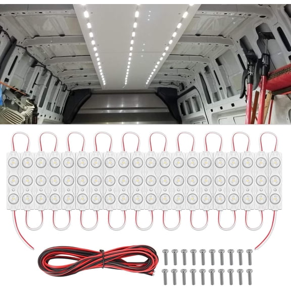 SHAANXIXIAN 60Leds Van Interior Light Kits 12V White Led Ceiling Lighting Kit for Truck Van RV Boats Caravans Trailers Lorries Transit 20 Modules (TL-39)