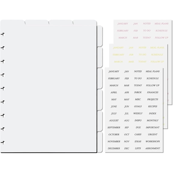 SHAANXIXIAN 9 Disc Planner Dividers, 6 Tabs Clear Plastic Index Dividers & 3 Sheet Stickers for 7x9.25 Discbound Notebook, Planner Inserts, Discbound Planner Supplies (10)