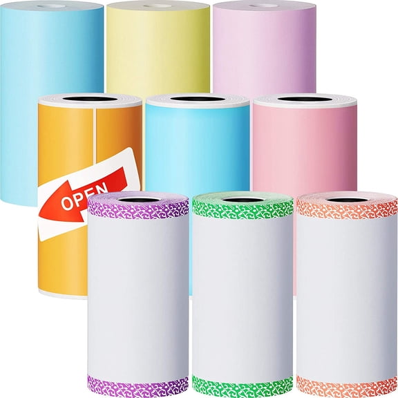 SHAANXIXIAN 9 Rolls of Thermal Printer Paper Just 3 Rolls of Adhesive 57 x 30 mm Mini Printing Paper Printable Stickers Compatible with P1 Mini Printer Peripage A6 Series(Classic Color)