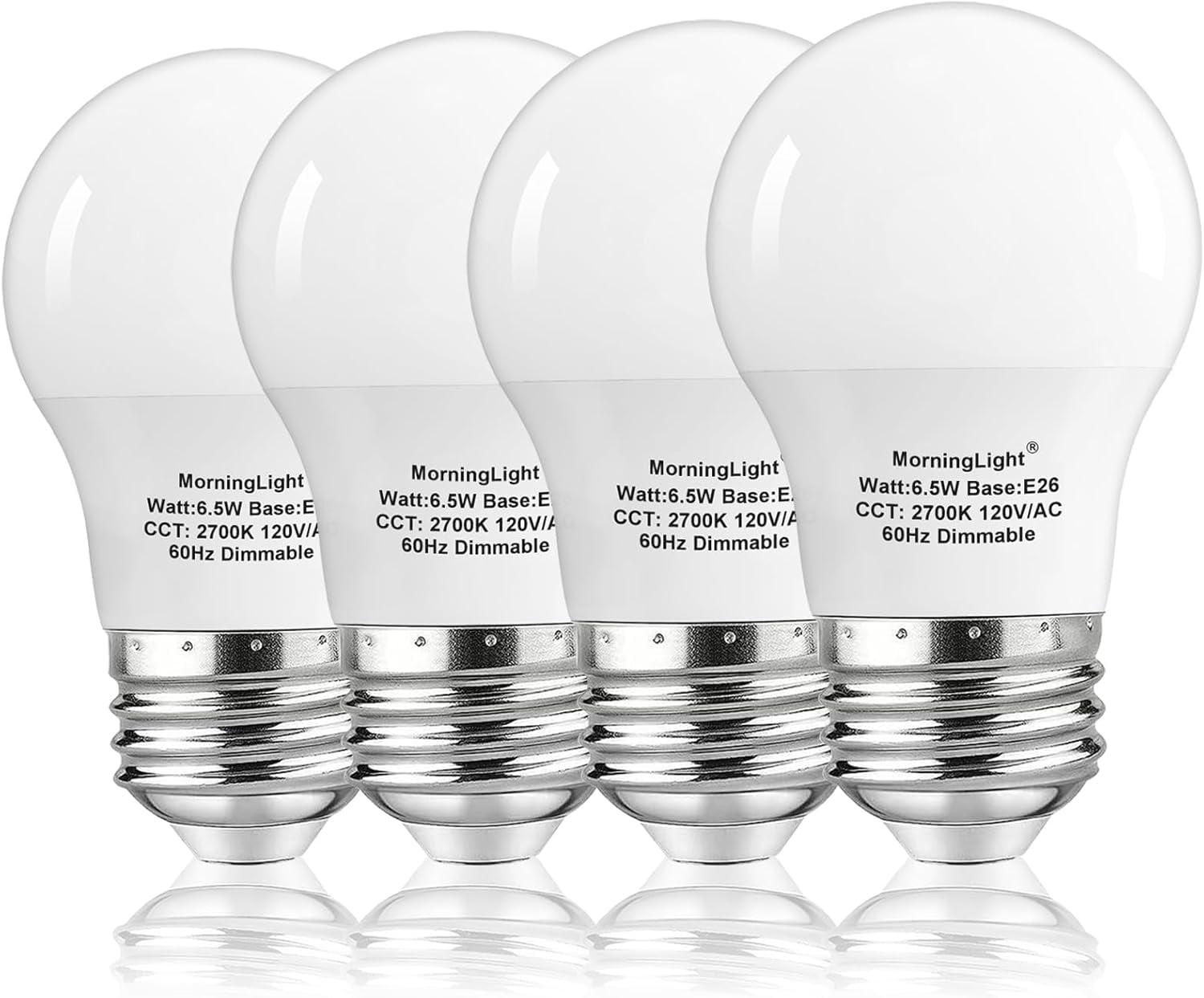 SHAANXIXIAN A15 Ceiling Fan Light Bulb 60 Watt Equivalent, 6.5W Dimmable LED Light Bulbs, 2700K Warm White, E26 Base, 4 Pack A15 LED Light Bulbs 60W for Pendant, Hallway Fixtures, 600LM