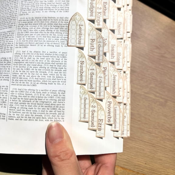 SHAANXIXIAN- Bible Tabs, 75 Stained Glass Arched Design Laminated Tabs for Women and Men, Study Bible Index, Book Labels (Arched Gold)