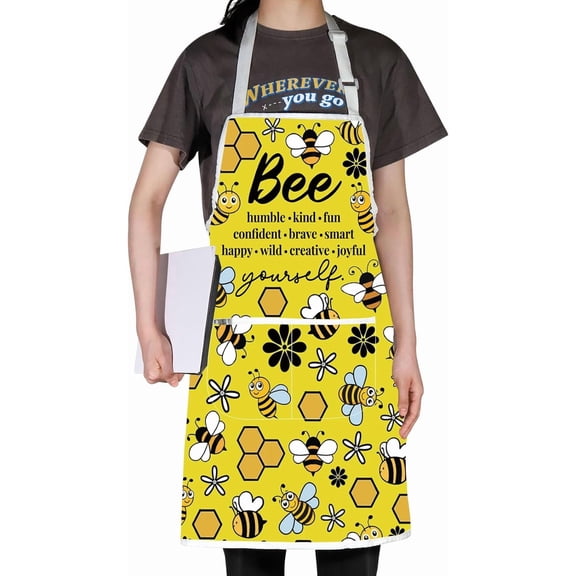 SHAANXIXIAN Bumble Bee Teacher Apron Bee Lover Gift Bumble Bee Gift Beekeeper Gifts Bee Humble Kind Fun Confident Brave Smart Apron