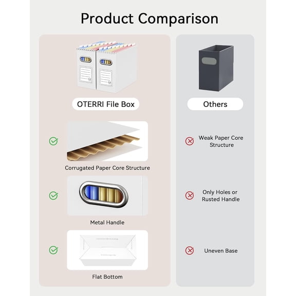 SHAANXIXIAN Cardboard File Organizer Box for Hanging File Folders Letter Size,File Box for Computer Desk,File Cabinet,Working Home,Office,Classroom (Multi color, Letter Size - 4 Packs)