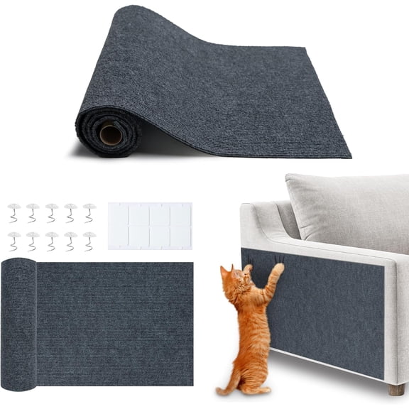 SHAANXIXIAN Catify Cat Scratcher, Fun Interactive Scratchers, Posts, Poles, Claw Safe, Furniture Saver Indoor Play Support Natural Cat Behaviors Heavy Duty - Gray Mat - L: 39"