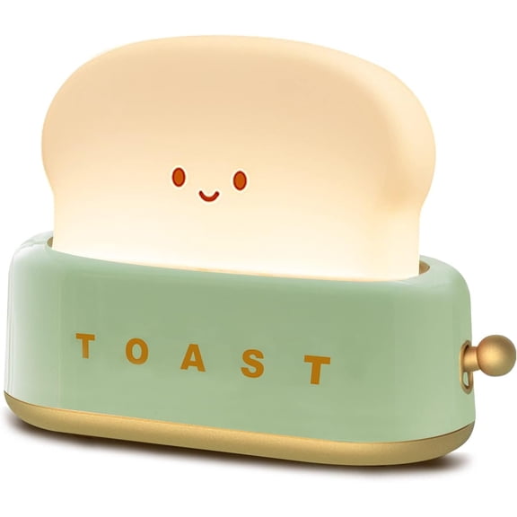 SHAANXIXIAN Desk Decor Toaster Lamp, Rechargeable Small Lamp with Smile Face Toast Bread Cute Toaster Shape Room Decor Night Light for Bedroom, Bedside, Living Room, Dining, Desk Decorations, Gift