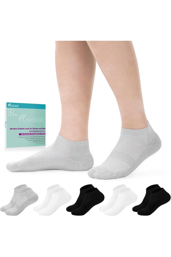 Diabetic Bamboo Socks for Men and Women,5 Pairs Non-Binding Low Cut Diabetic Socks,Loose Socks Size 7-9 9-11