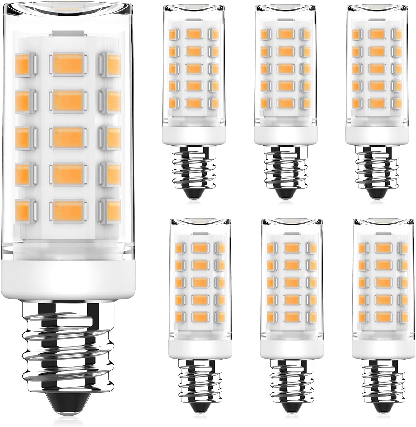 SHAANXIXIAN Dimmable E12 LED Bulb 4W Equivalent 40W Halogen, 3000K Warm White AC120V C7 E12 Candelabra Base Light Bulbs for Ceiling Fan Chandelier, 400LM, 6 Pack