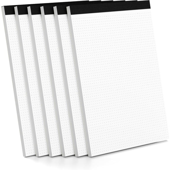 SHAANXIXIAN Dotted Paper 8.5 x 11, 6 Pack Dot Grid Paper Pad, 30 Sheets Per Pad Dotted Journal Notepad 8.5 x 11, Easy Tear-Off 5x5 Dots Journal Paper Pads for Office, School