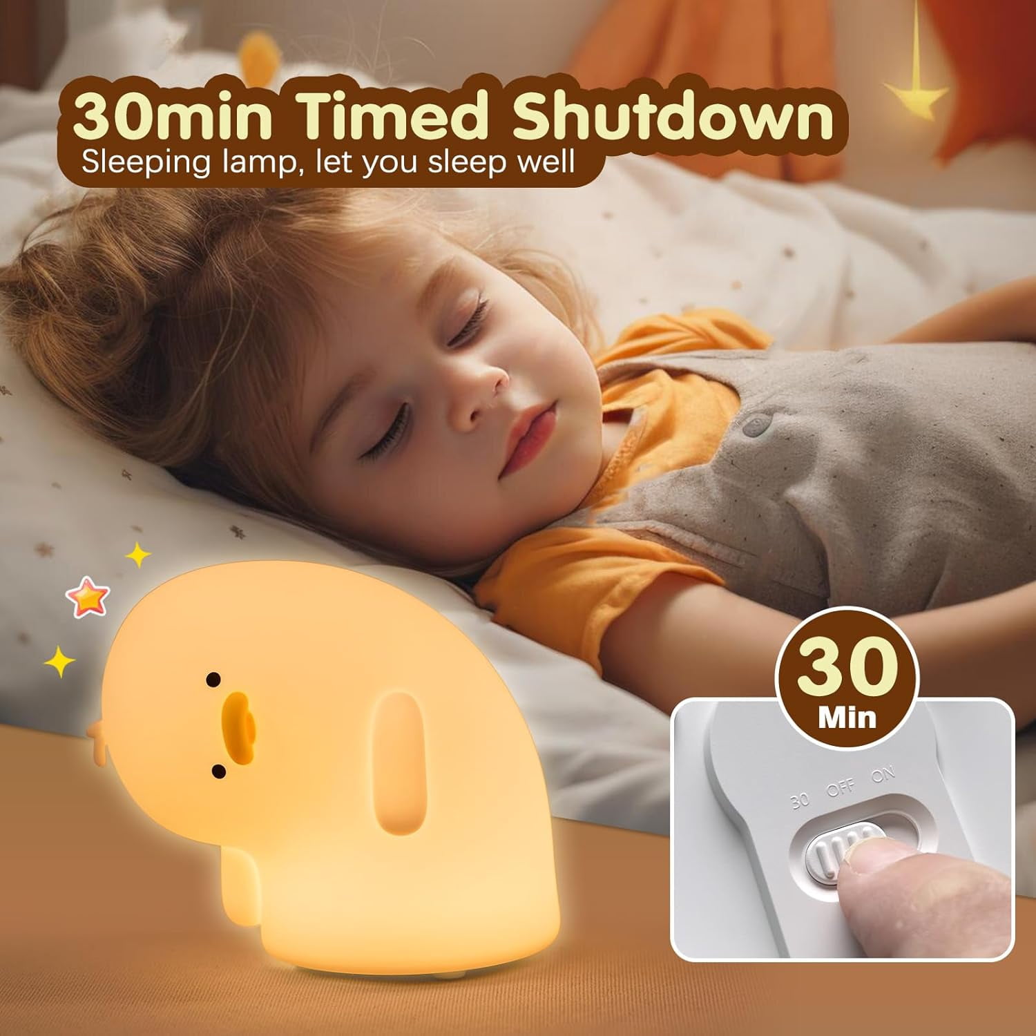 SHAANXIXIAN Why Duck Night Light, LED Squishy Cute Lamp, Silicone Duck Light for Kids, Dimmable Girls Baby Bedroom Nightlight, Rechargeable Touch Lamp for Breastfeeding Nursery Decor
