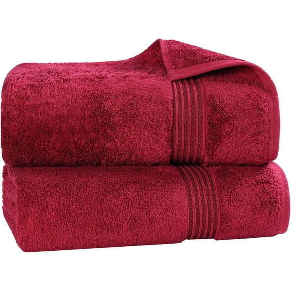 SHAANXIXIAN Egyptian Cotton 2-Piece Bath Sheet Towel Set, Oversized Body Towels For Adults And Kids, Large Towel For Bath, Shower, Guest Bathroom, Spa, Gym, Resort, Essentials, Airbnb, Burgundy