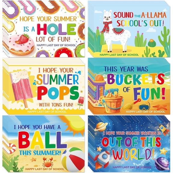 SHAANXIXIAN End of Year Postcards for Kids 36Pcs Have a Great Summer Blank Notecards from Teacher Last Day of School Students Preschool Kindergarten Graduation Supplies