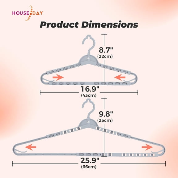 SHAANXIXIAN Extra Large Adjustable Hangers 4 Pack, Heavy Duty Clothes Hangers with 360 Rotating Hook, Sturdy Plastic Hangers Ideal for Coat,Sweaters, Jackets, Bath Towels, Oversized Garments (Gray)