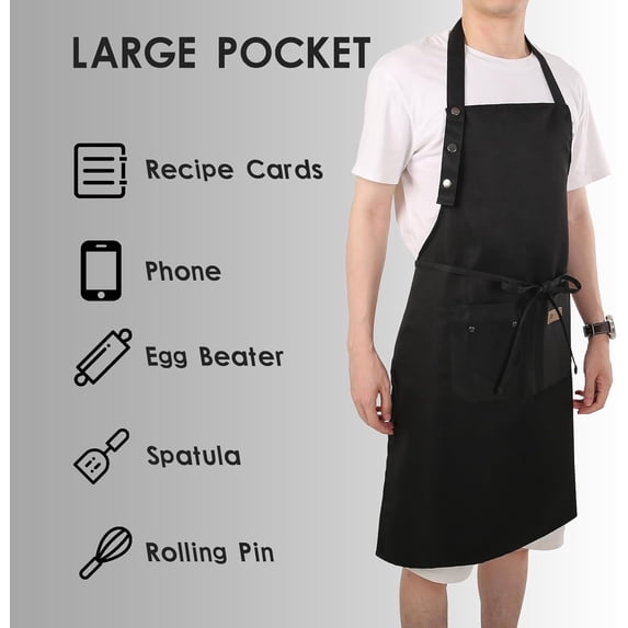 SHAANXIXIAN Extra Large Aprons for Men Adjustable Button Apron with ...