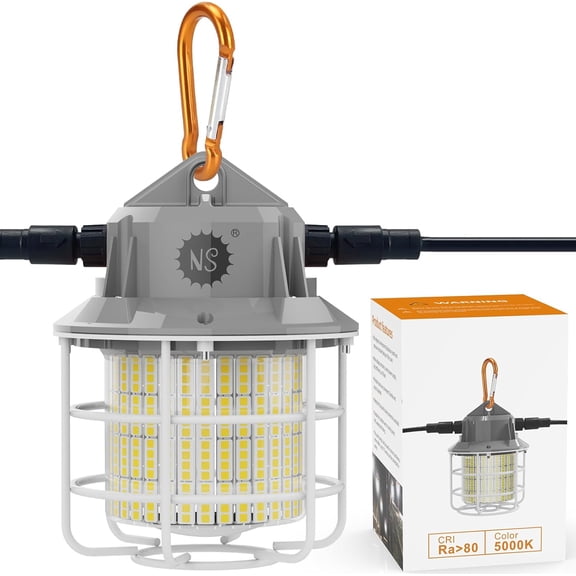 SHAANXIXIAN Heavy-Duty Linkable LED Work Light: 8700LM (500W Equivalent) w/ 13ft Cord & Outlet, US Plug - Indoor/Outdoor Use, Link Up to 24 Lights
