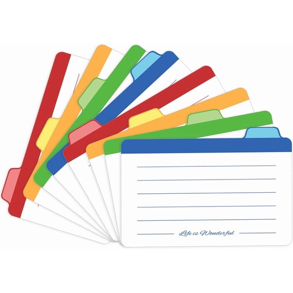 SHAANXIXIAN Index Cards Guide Dividers 3x5 inches, the Blank Index Cards Guide, 1/4 Cut Tabbed Note Cards, File and Recipe Guides, 400gsm Paper, Assorted Colors, 20 Counts