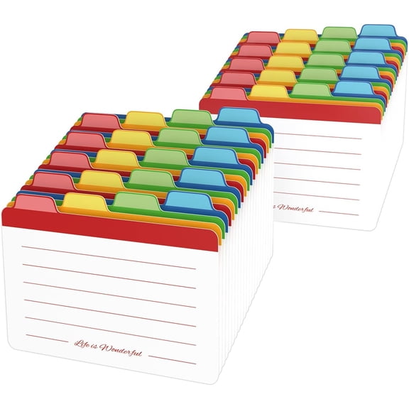 SHAANXIXIAN Index Cards Guide Dividers 3x5 inches, the Blank Index Cards Guide, 1/4 Cut Tabbed Note Cards, File and Recipe Guides, 400gsm Paper, Assorted Colors, 40 Counts