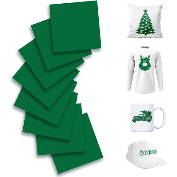 SHAANXIXIAN Infusible Transfer Ink Sheets Bundle for Cricut Mug Press,Infused Ink Paper for Sublimation,8Pcs 12x11.8Inch Solid Green Pre-Inked Sublimation Transfer Paper for Poly Fabric/Coaster