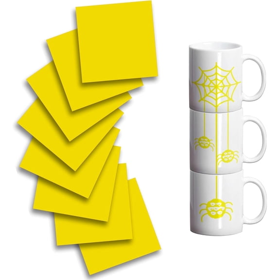 SHAANXIXIAN Infusible Transfer Ink Sheets Bundle for Cricut Mug Press artsupplies,Yellow Infusible Sheets for Sublimation,8Pcs 12x11.9Inch Solid Color Pre-Printed Sublimation