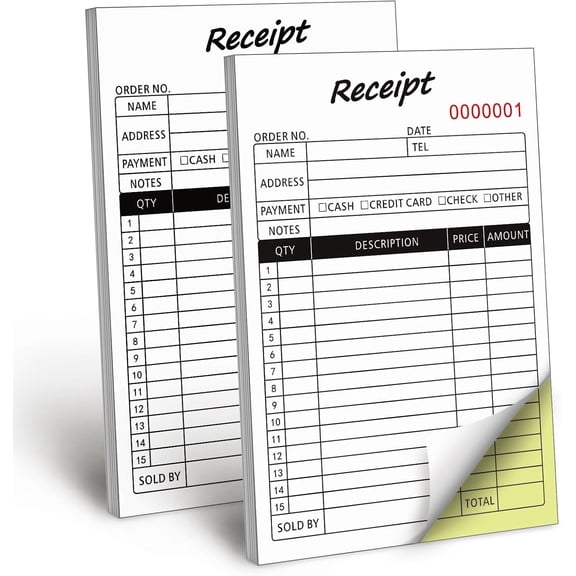 SHAANXIXIAN Invoice Receipt Book, 2-Part Carbonless Sales Invoice Book for Small Boutique Business