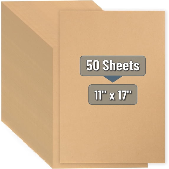 SHAANXIXIAN- Kraft Paper Sheets, 11"x 17", 50 Pack, Brown Printer Paper, Rustic Brown Stationery Paper for Arts, Craft, Drawing, DIY Projects, Invitation, Laser and Inkjet Printer Compatible
