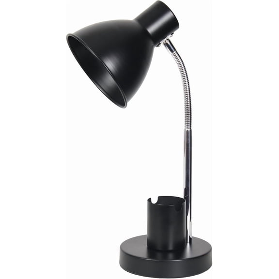 SHAANXIXIAN LD1076-BLK 16.22" Sleek Essentials Adjustable Metal Desk Task Lamp with Organizer Compartment, Modern Task Lighting for Office, Desk, Nightstand, Dorm, Black